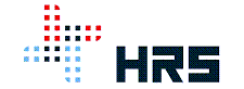 HRS logo with red and blue pixels
